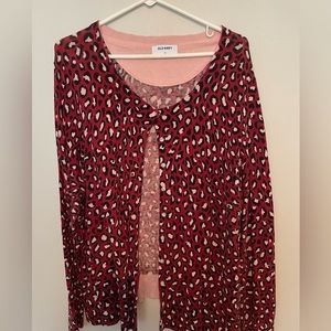 Maroon Leopard Print Cardigan